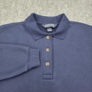 Vintage Lands End Sweatshirt Womens Small Navy Polo Collar USA 90s Pullover Prep